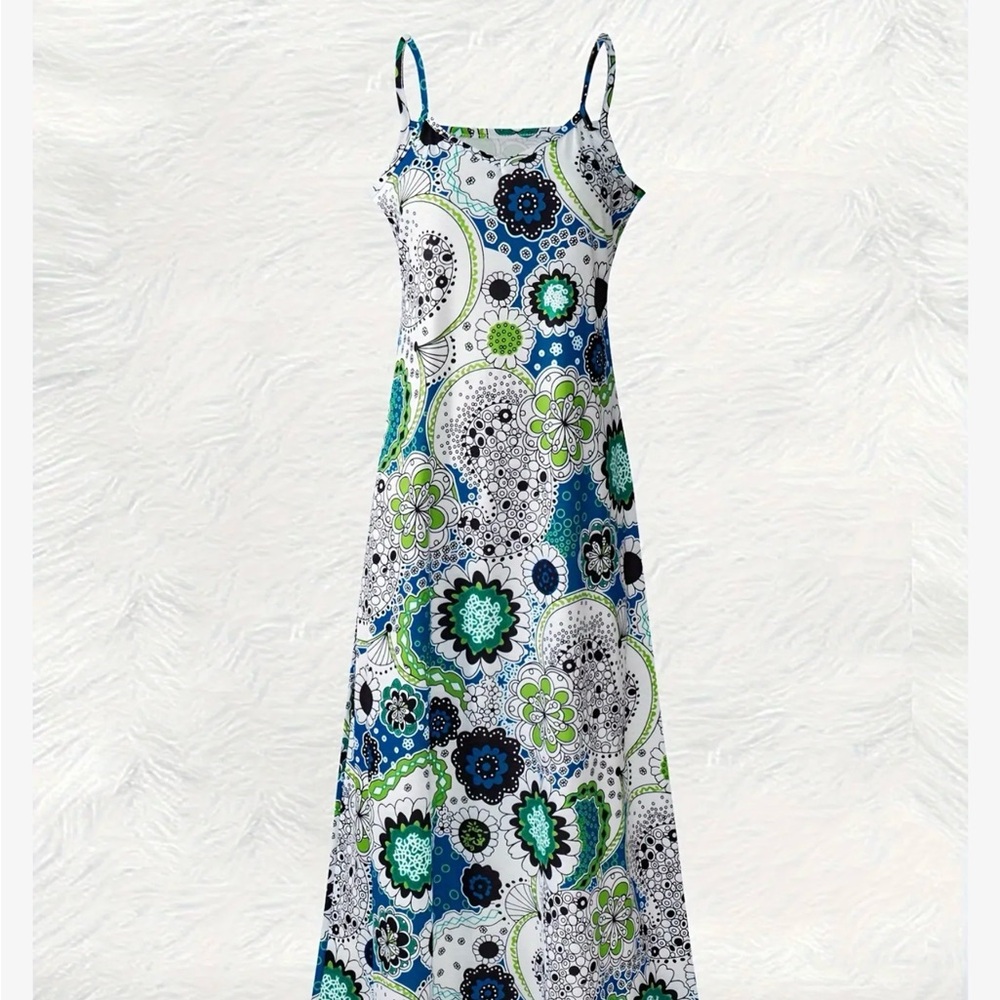 Floral Maxi Dress in Blue and Green - Picture 3 of 7
